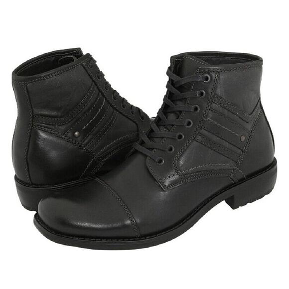 GBX 132221 Mens Cap Toe Leather Casual Military Ankle Boots Black size 9.5 - Picture 1 of 5